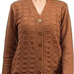 Women Front Open Cardigan Buttoned Textured Knit V Neck Full Sleeves Winter Woolen Sweater for Girls Office Casual Stylish Slim Fit Warm Elegant Winter Knitwear Top-3