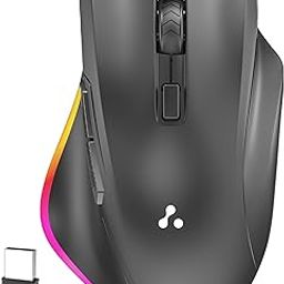Ambrane Wireless & Bluetooth Rechargeable Mouse with RGB Lights, High 2400 DPI for Gaming, 6 Buttons, Ergonomic Comfort Design, Connects 3 Devices, Silent Click, 15 Days Battery (Sliq Glow+, Black)-17