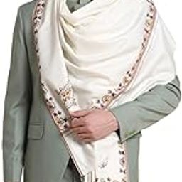 Men's Acro Wool Blend Hand Embroidery Threadwork Shawl - Handloom Paisley - Stoles for Men - Gents Shawls - Soft & Warm Wrap - Ideal for Winter - Size 100cm x 200cm-image-31