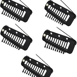 TEMPERIA (5pcs) Dupatta Clips for Brides - Bridal Saree Pallu Chunni Setting Holding Safety Pin for Head - Hair Patch Wig Clips for Women - Black-image-54