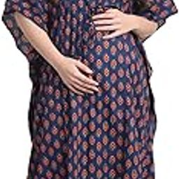 Floral Print Cotton Maternity Kaftan Full Length/Nighty/Free Size/Feeding/Nursing/Zipper/Drawstring-picture-41