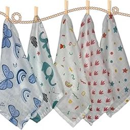 Organic 3-Layer Muslin Cloth Premium Baby Washcloth for New Born, Washable, Reusable, Absorbent, Extra Soft Face Towels/Hankies for Babies 25 * 25 cm (Pack of 5)-image-8