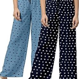 Relax Fit Payjama with Floral Prints, Breathable Cotton Fabric with Drawstring Waistband Closure, for Women |Pack of 2-image-74