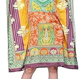 Silk Sutra Women's Ethnic Wear Multicolor Knee-Length Nightgown by Silk Sutra – V-Neck, Silk Blend STCO-KURTI-KAFTAN-186-P-6