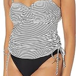 Women's Anya Stripe Bra-Sized Bandeau Tankini Top with Detachable Straps-image-34