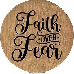Enthoozies Faith Over Fear Religious Tan Laser Engraved Leatherette Compact Mirror - Stylish and Practical Portable Makeup Mirror - 2.5 Inch Diameter-image-19
