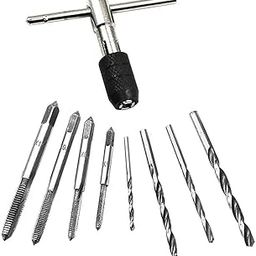 9pcs Hand Tap Set Screw Thread Taps T-Wrench Reamer M3-M6 Twist Drill Bit-19