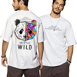 bewakoof Men's 100% Cotton 220 GSM Graphic Print Oversized Fit Round Neck T-Shirt-picture-16