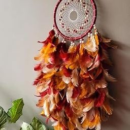 UVID Art and Craft Supplies Feather Dream Catcher (18 inch, Red)-image-76