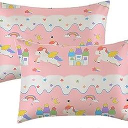 Filymore Kids Star Unicorn Printed Pillow Covers for Kids Room | Made with Pure Microfiber Soft & Skin Friendly Pillow Cases | Size (17 x 27 inch, Peach and White) Set of 2 Covers.-image-52
