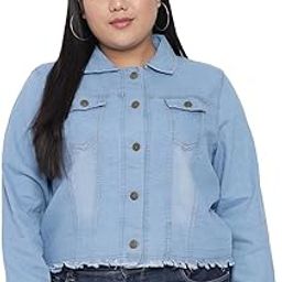 Women's Denim Blend Standard Length Plue Size Full Sleeve Solid Casual Jacket-image-73