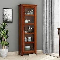 MONIKA HANDICRAFT Furniture Sheesham Wood Crockery Cabinet || Kitchen Cabinet || Display Cabinet | Bookshelf || Wooden Storage Cabinet || Wardrobes (Honey)-image-19