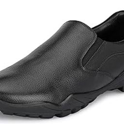 Men's Black Leather Slip-On Formal Shoes-image-4