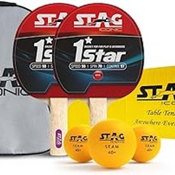 Stag Iconic Professional 1 Star Table Tennis (T.T) Set Table Tennis Rackets and T.T Orange Balls Included All in One Ping Pong Paddle Playset Table Game Accessories-9