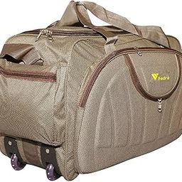 Men's and Women's Waterproof Polyester Lightweight 2 Wheels Small Luggage Duffel Bag for Travel Brown-image-31