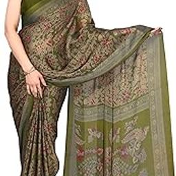Women's Stylish Chiffon Kalmkari Ethnic Motifs and Peacock Printed Saree with Blouse Piece-picture-13