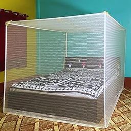 JiWa Essence Zigzag Wave Line Foldable Mosquito Net for King Size Bed (6x7 ft) Poly-Cotton Blend Fabric | Portable Double Bed Mosquito Net for Home & Travel. (Cream)-image-13
