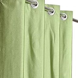 STYLOCASA Polyester Plain Door Curtains 7 feet Long for Bedroom Living Room Curtain, Green, Set of 2-image-1