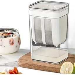 Premium 1100 ML Multipurpose Yogurt Maker and Greek Yogurt Strainer with Lid | BPA-Free Transparent Container | Ideal for Homemade Curd Cheese and H|Style -213 Yogurt Makers-image-69