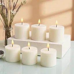 AuraDecor Pillar Candle | Size 2x2 Inch | Unscented, Smokeless, Dripless Pillar Candle | 12 Hours Burning Time | White Candle | Home Decor | Spa Candle (Pack of 6) (White)-image-99