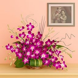 IFG's Basket Arrangement of Purple Orchids | 10 pcs Fresh Flowers | Send on Birthday, Anniversary, Retirement, Congratulations, Valentine's Day, Mother's Day, Father's Day - Same Day Delivery-image-26