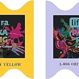 Lifaura Pakka Rang Fabric Permanent Dye Color Kit Pack of 6 Sachets (5g Each 30g Pack) with 30g DyfixerShadeA-002 Golden Yellow02 & Lavender06 Each Color 3 sachets-image-79