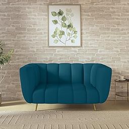 wakeup India Mushy Premium Fabric Sofa Set | 2 Seater Sofa | Pocket Spring Cushion | Padded Cushioned Armrest 2-Person Sofa | Metal Leg with Golden Polish (Peacock Blue, Seating-2) | 3 Years Warranty-image-20