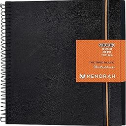 MENORAH – Square - Black Sketch Book for Artist - 250 GSM - Hard Metal Spiral Bound Sketchbook - 84 Pages/42 Sheets - (Size 15.0 x 15.0 cm) Drawing Art Journal (Black Paper Sketchbook- Square)-8
