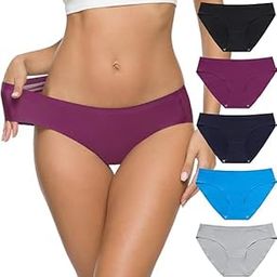 Seamless Underwear for Women No Show Panties Soft Stretch Hipster Bikini Underwears 5-Pack-picture-24