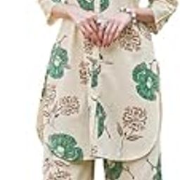 Women's Cotton Floral Printed Party Co-ord Set | Cotton Blend Cords | Printed Co-Ords | Fusion Wear Tunic and Palazzo Cords | Fusionwear Top and Palazzo for Women-image-28