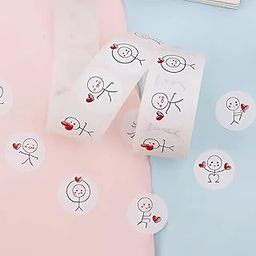 2HEET 500 Pcs 1-Inch Cute Love Stickers Roll with Adorable Stick Figure & Heart Designs Sticker Self-Adhesive Labels for Scrapbooking, Gift Packaging, Envelopes Seals, Journaling & DIY Crafts-picture-11