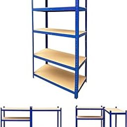 JAOSY Garage Storage Shelves Heavy Duty, Adjustable Shelves 28" Lx12''Wx59 H Shelving Unit with 5-Shelf, Racking Shelf Heavy Duty Garage Shelving Storage Shelves Blue Metal Shelf-18