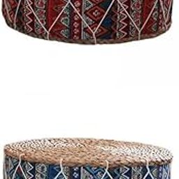 MERISHOPP® 2pcs Handmade Straw Futon Floor Pillow Meditation Cushion Stool Pouf Bohemia|Home & Garden | Home Decor| Pillows|2 Pieces Piece Round Futon Floor Cushions-19