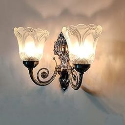 SINOMAN Wall Lamp with Glass Shade Modern Home Lighting Decorative Antique Black Finish Indoor Up- Down Wall Light Fixture for Living Room, Bedroom, Hallway, Shops, Malls (Without Bulb)-image-40