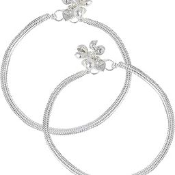 Missmister Silver plated snake chain design, flat and smooth, simple and sober ethnic traditional Anklet jewellery for Women and Girls (MM6116AKRM)-image-33