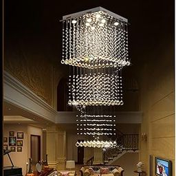 Harold Electricals 8 Light Magna Raindrop Crystal Chandelier | Modern Staircase Ceiling Light Fixture for Hallway, Living Room, Hotel & Entryways - 3(L) X3(B) X8(H) FT -Rose Gold Plate-image-1