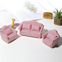 UJEAVETTE Dollhouse Accessories 1/12 Dolls House Miniatures Modern Seat Armchair Sofa Settee Love Seat-image-33