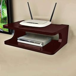 Ereteken ART Engineered Wooden Set Top Box Stand TV Unit Wall Shelf and WiFi Modem Display Rack for Living Room-Brown-1-image-94