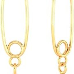 14k Gold Earrings With Safety Pin Design & Gold Drop For Women & Girls - 0.5 Gram-image-3