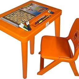 ANJWAR Strong and Durable Plastic Table with Folding Chair for Kids | Study | Dining | Paly Table for Kids (Orange)-image-43