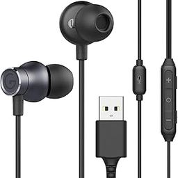 GEVO Earbuds, USB Earbuds, Wired, In-Ear Type, High Sensitivity, Gaming Earphones, Headset, Lightweight, Mute Function, ENC Calls, Noise Canceling, Switchable Music and Game Modes, Telework, Remote Work, Voice Chat, Web Conferencing, Online Games, Voice Games, Computer Earphones, Wired Web Conference Microphone, Video Viewing, Work from Home, PC, Smartphone, PC, Microphone Included, Approx. 6.6 ft (2.0 m), Black-13
