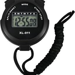 Digital Sports Stopwatch Timer Stopwatch Large Display Interval Training Timer Outdoor Split Stop Watch Lap Timer Digital Calendar Alarm Clock Referee Watch for Training Running(Black)-image-63