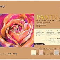 MUNGYO Professional Pastel Paper Pad A4 Size for Oil Pastel, Dry Pastel 30 Sheets (Soft Assorted)-picture-16