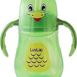 LuvLap Clever Frog Sipper for Infant/Toddler 280ml, Anti-Spill Sippy Cup with Soft Silicone Straw BPA Free, 12m+ (Green)-picture-31