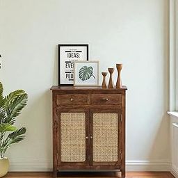 Kraft Bazaar Solid Wood Madrid 2 Drawers Sideboard | Crockery Cabinet | Natural Cane/Rattan Cabinet | Finish - Tubaq-image-52