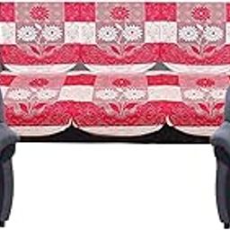 Kuber Industries Side Flower Cotton 5 Seater Sofa Cover, 70" x 29", Set of 6, Pink-image-34