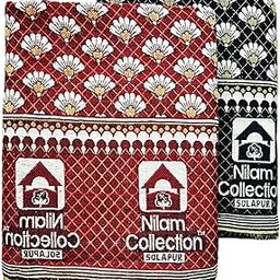 Nilam Collection Solapur Chaddar Single Bed Cotton Blanket Full Size Red & Dark Blue Color Combo Pack - Set of 2 Chaddars, lightweight-17