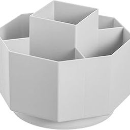GAH 360 Rotary Makeup Holder Pen Holder 5 Slot for Home Office Vanity Countertop Gray White-picture-10
