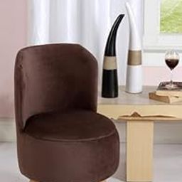 Interiors Spot Ottoman Pouffes Sitting Mudda Puffy Wooden Leg Stool For Living Room Dressing Table Pouf Round Footstool For Home Decor, Holland Velvet,Chair, 16X16X28.5 Inch, Brown-image-7