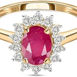 Princess Diana Inspired Halo Birthstone Ring for Women Girls | Pure 925 Sterling Silver with AAA+ Natural Gemstone | 18K Gold-Plated | Best Gift for Birthday, Anniversary, or Valentine’s Day-image-46